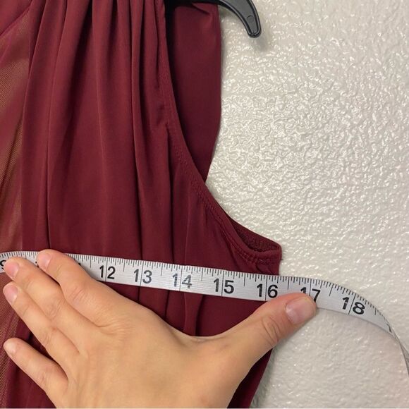 WEISSMAN Dance Costume burgundy red stretch Backing Down 11314 MA-Medium adult - Picture 7 of 11